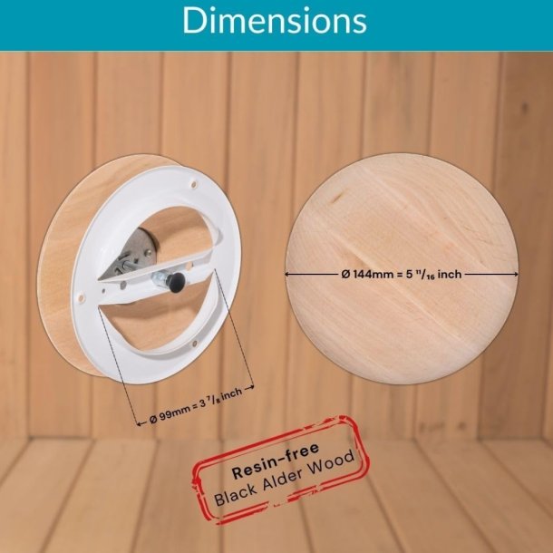 Tr&aelig;ventil til sauna 100 m sort Elletr&aelig;